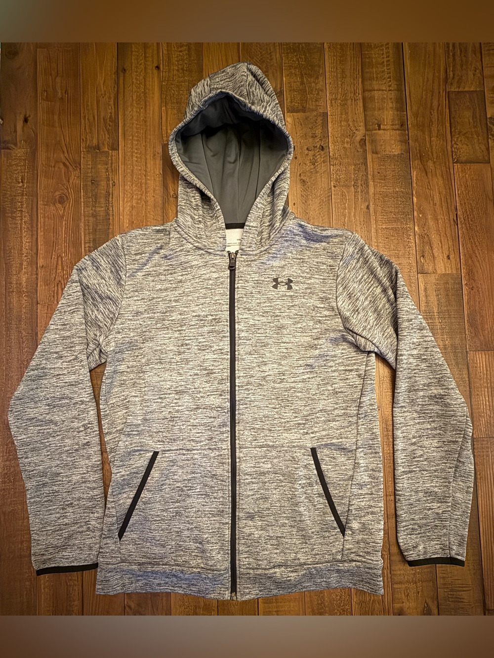 Under Armour Youth Full-Zip Hoodie – Gray Space Dye – Youth XL (Loose Fit) - Picture 1 of 8